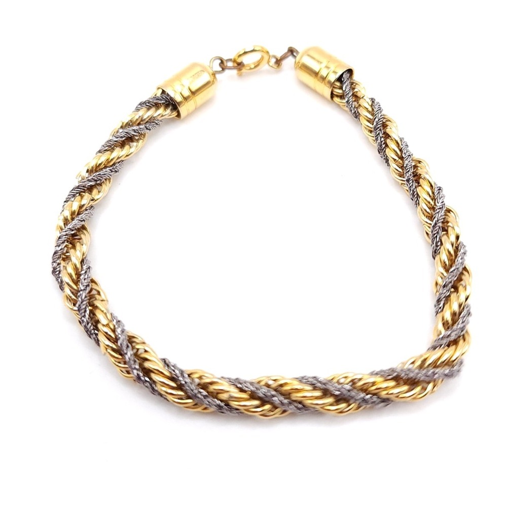 Two Tone Twisted Rope Chain Bracelet Vintage Style